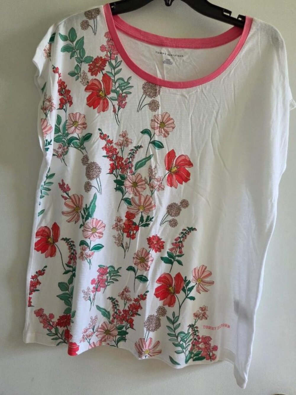 Tommy Hilfiger Women’s Floral Print T Shirt Large Casual Short Sleeve Graphic T